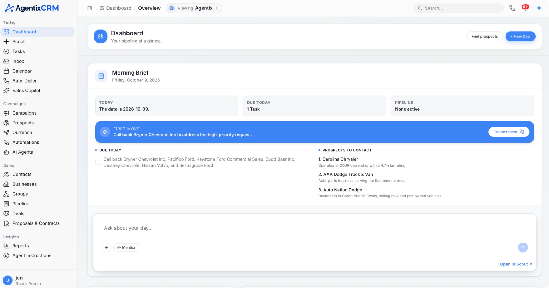 AgentixCRM product screenshot