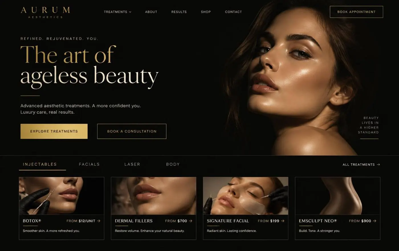 Aurum Aesthetics template preview
