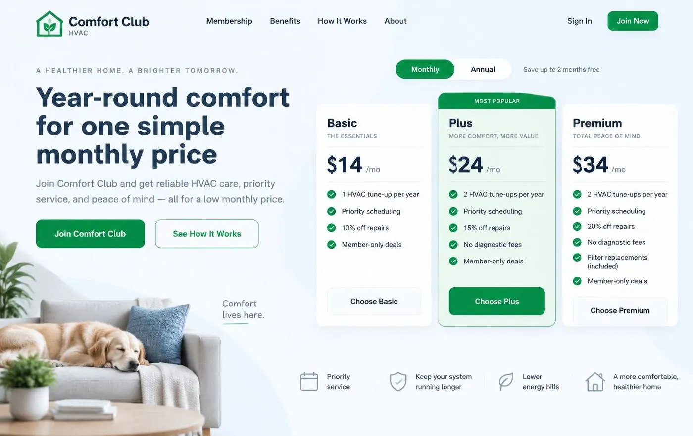 Comfort Club HVAC template preview
