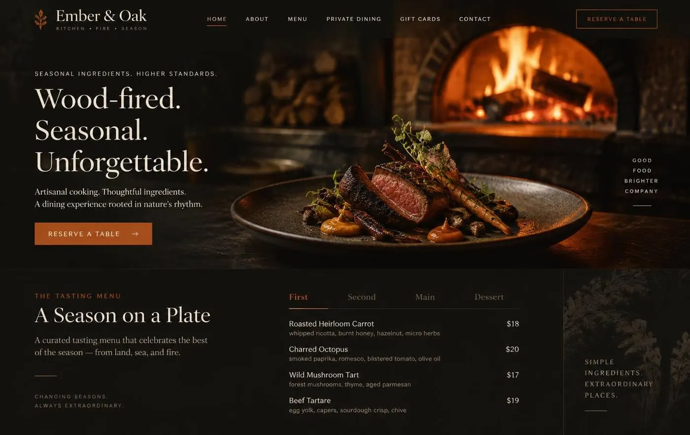 Ember & Oak template preview