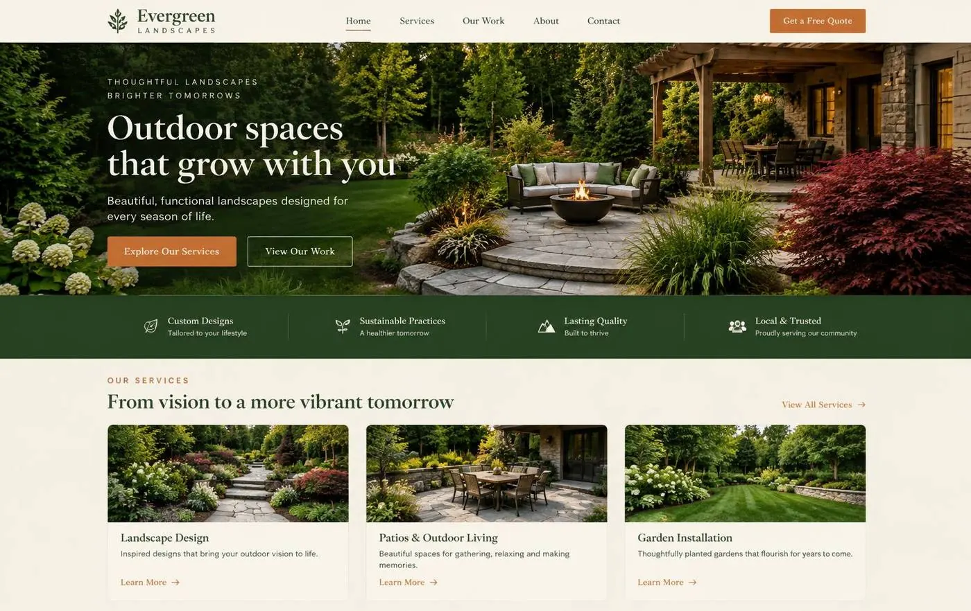 Evergreen Landscapes template preview