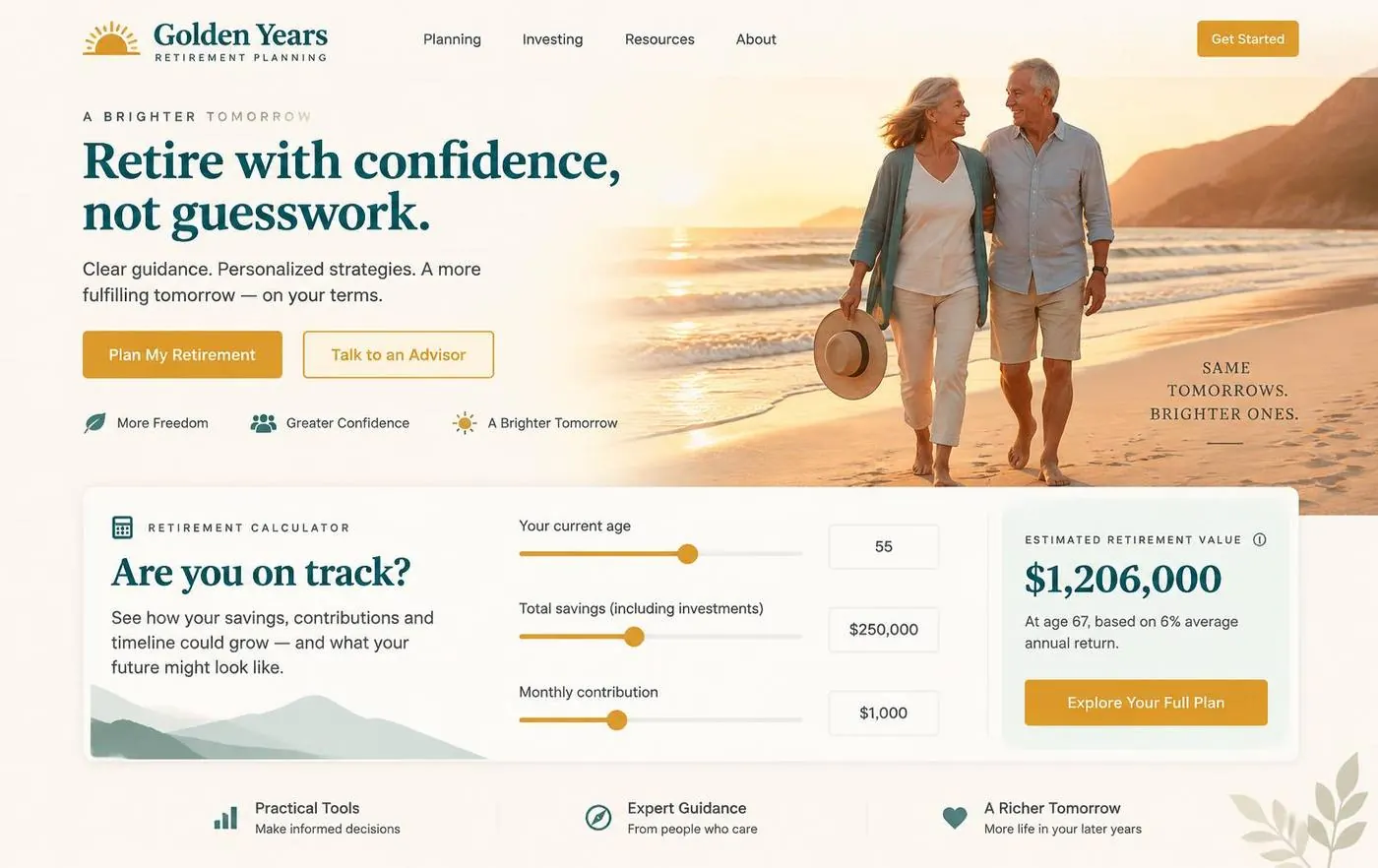 Golden Years Retirement Planning template preview