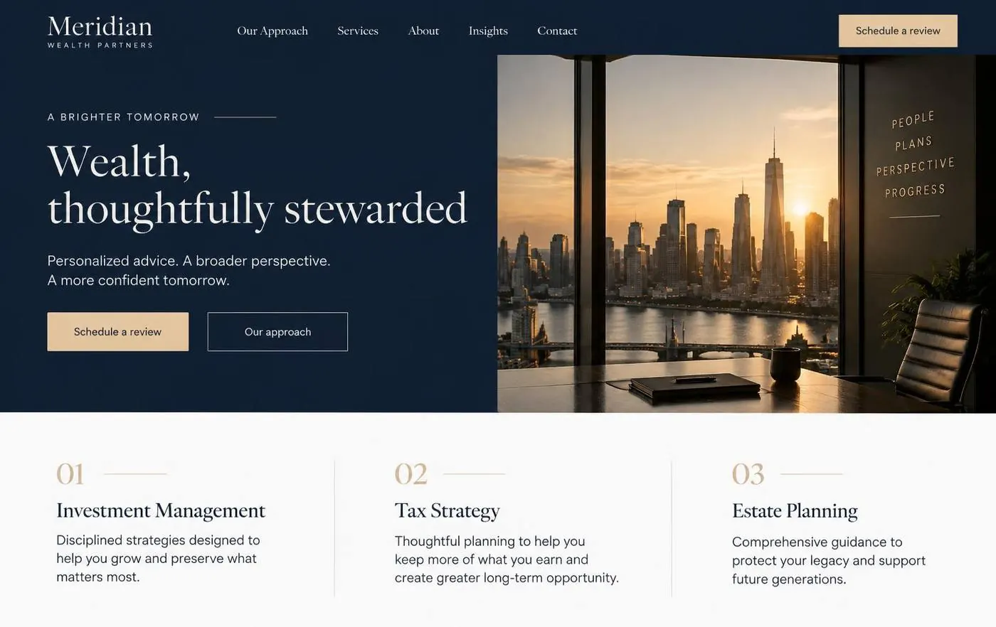 Meridian Wealth Partners template preview