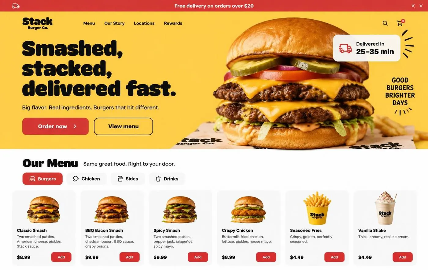 Stack Burger Co. template preview