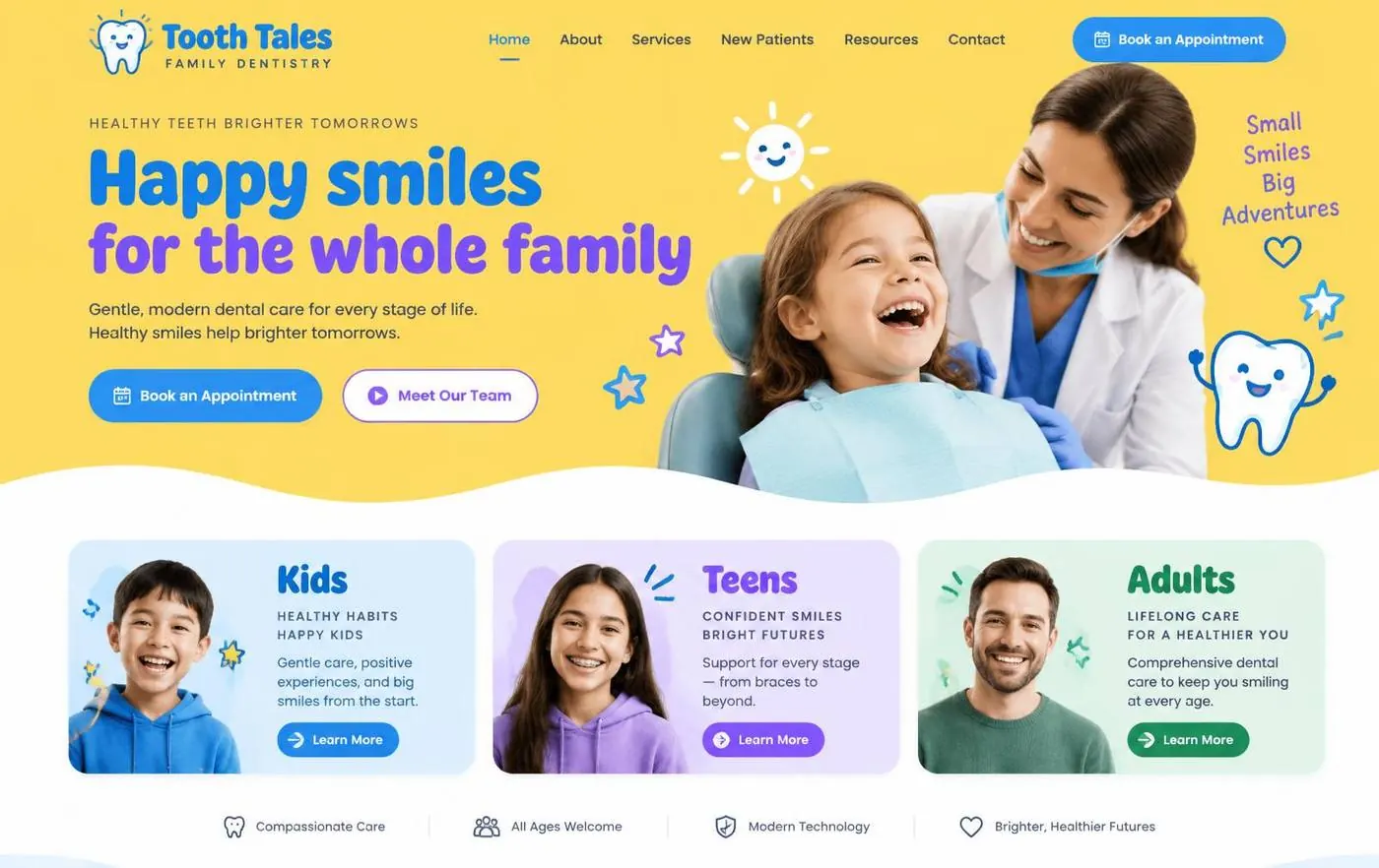 Tooth Tales Family Dentistry template preview